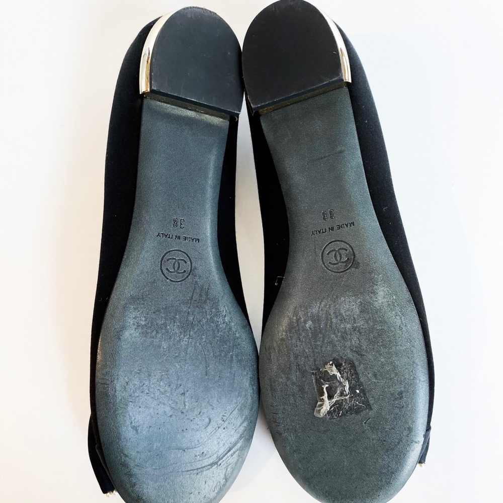 ✨SOLD✨Authentic CHANEL Bow Flats / Black Gold - Picture 8 of 8